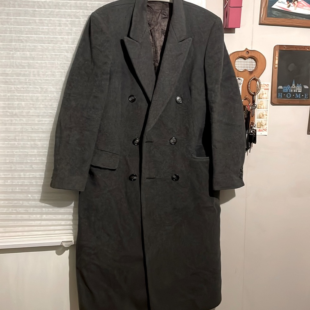 Vintage hammersley double breasted wool cashmere blended trench coat size 40long